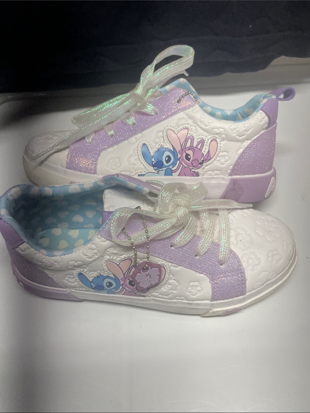Disney White and Lavender Girls Stitch Sneakers